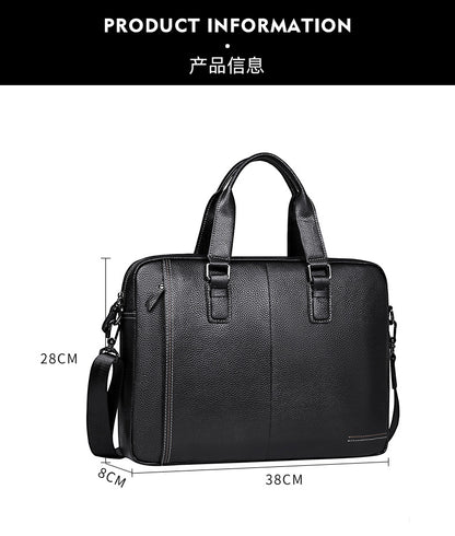 Men's handbag Genuine leather cowhide computer bag Business large capacity briefcase Men's handbag 