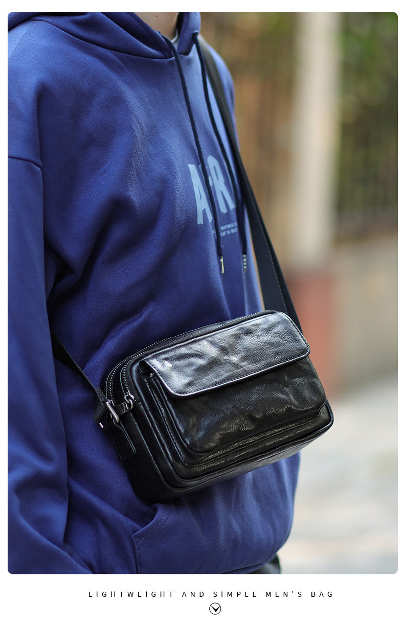 Men's Shoulder Bag Made of Genuine Cowhide Leather Casual Fashion Men's Crossbody Bag 