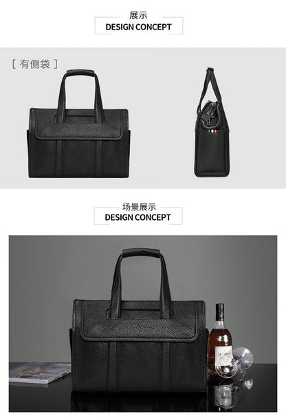 Men's Briefcase Genuine Cowhide Leather Computer Bag Business Large Capacity Handbag Crossbody Bag 