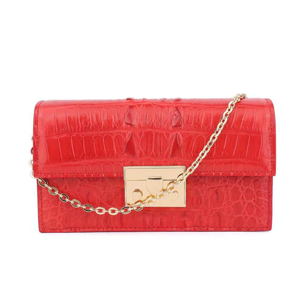 Ladies crocodile leather handbag large capacity clutch bag shoulder bag chain bag