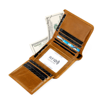 Men's wallet genuine cowhide leather RFID anti-theft brush large capacity multi-functional men's wallet 