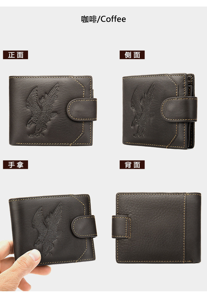 Men's Short Wallet Business Genuine Cowhide Leather Coin Purse Card Bag Men's Wallet 