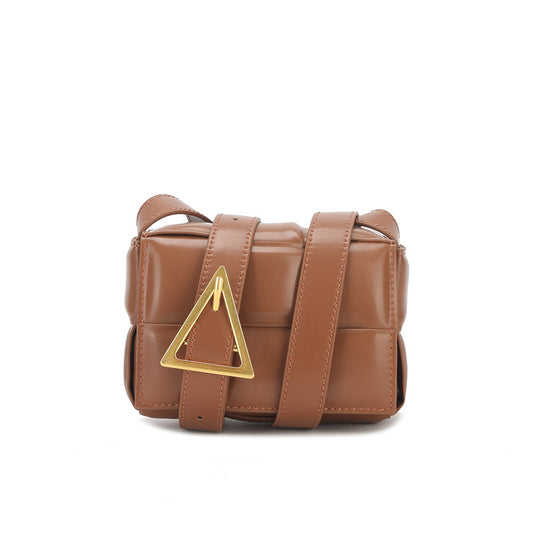 Women's Genuine Leather Retro Knitting Bag Mini Bag Shoulder Bag Crossbody Small Square Bag