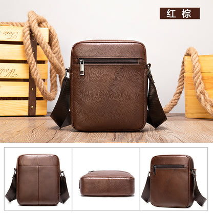 Men's shoulder bag Genuine cowhide leather business commuter lychee pattern crossbody bag for men 