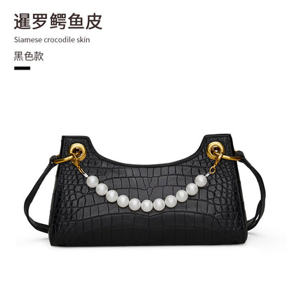 Crocodile leather women's bag genuine leather bag fashion trend armpit bag women's shoulder bag