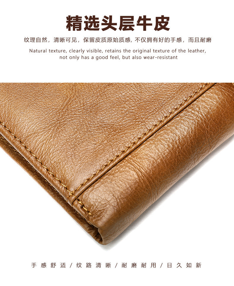 Men's Short Wallet Business Genuine Cowhide Leather Coin Purse Card Bag Men's Wallet 