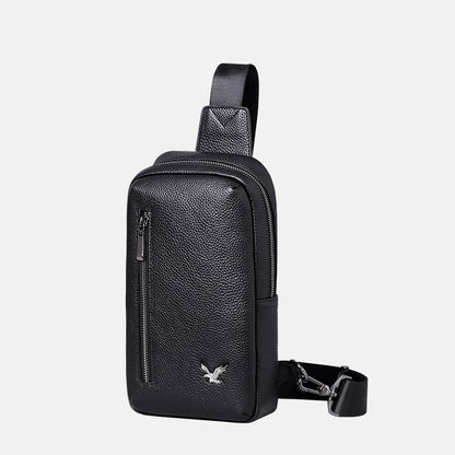 Men's bust bag cowhide Korean casual fashion simple crossbody bag 