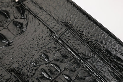 Crocodile Bone Skin Genuine Leather Men's Briefcase Business Commuting Casual Crossbody Shoulder Bag Vertical Handbag 