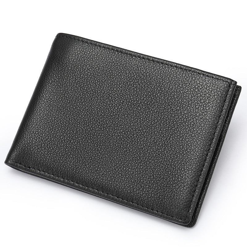 Men's short wallet cowhide magnetic snap anti-theft brush RFID coin card holder card bag wallet for men 