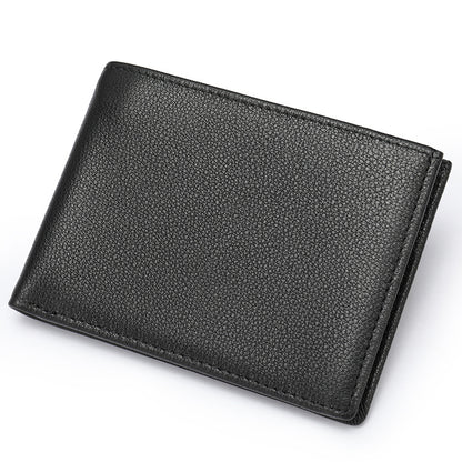 Men's short wallet cowhide magnetic snap anti-theft brush RFID coin card holder card bag wallet for men 