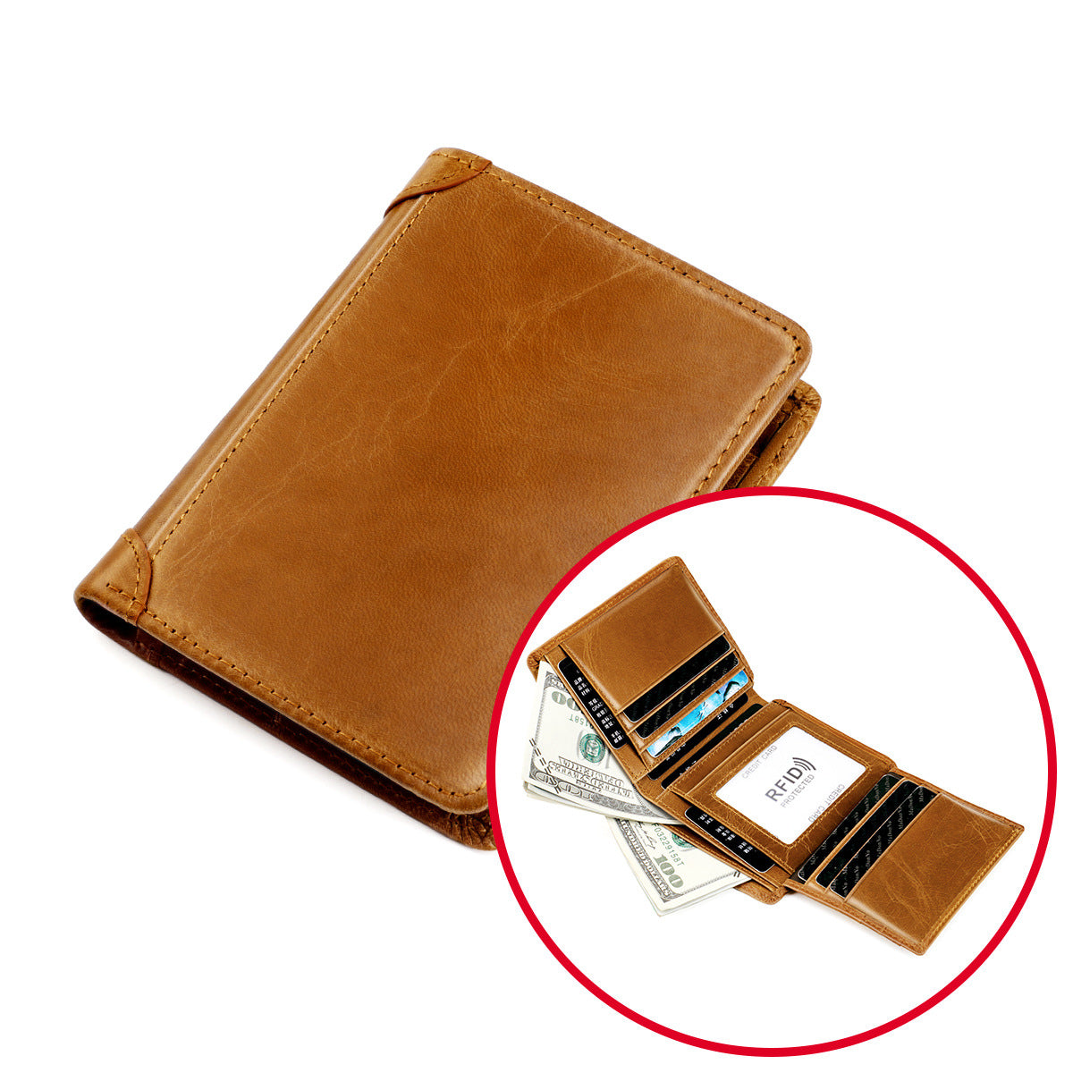 Men's wallet genuine cowhide leather RFID anti-theft brush large capacity multi-functional men's wallet 