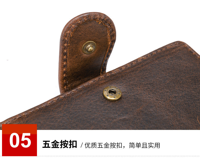 Men's short wallet cowhide genuine leather retro clutch bag card bag men's wallet 
