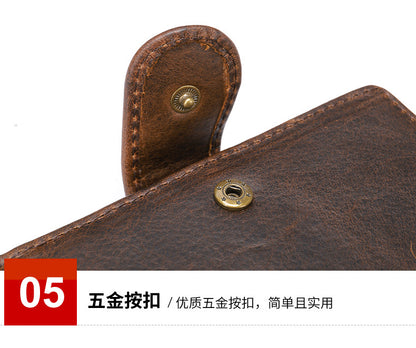 Men's short wallet cowhide genuine leather retro clutch bag card bag men's wallet 