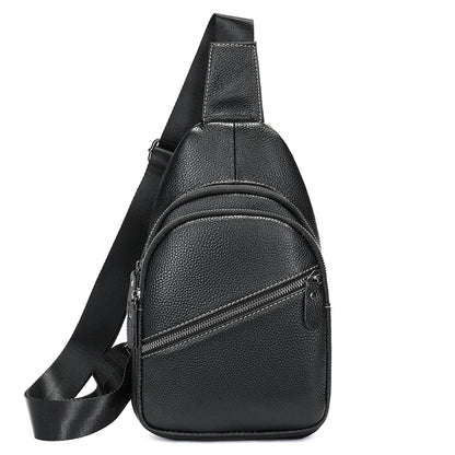 Men's Bust Bag Genuine Cowhide Leather Casual Fashion Men's Crossbody Bag Shoulder Bag 