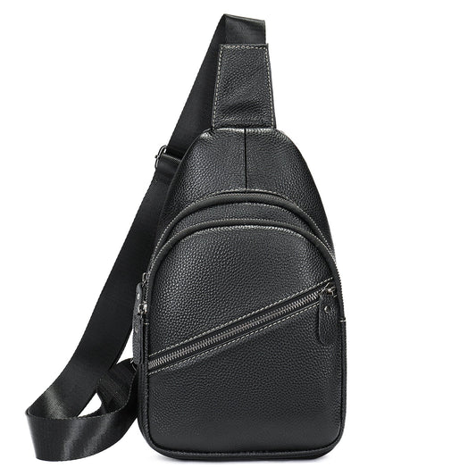 Men's Bust Bag Genuine Cowhide Leather Casual Fashion Men's Crossbody Bag Shoulder Bag 