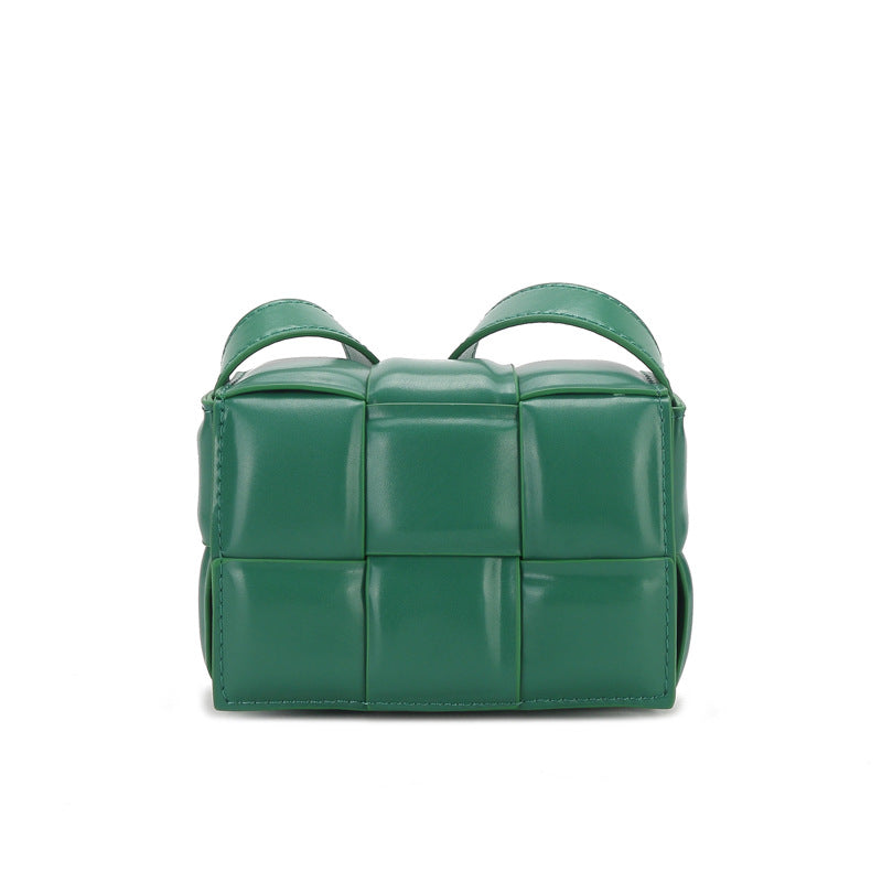 Women's Genuine Leather Retro Knitting Bag Mini Bag Shoulder Bag Crossbody Small Square Bag