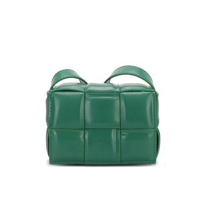 Women's Genuine Leather Retro Knitting Bag Mini Bag Shoulder Bag Crossbody Small Square Bag