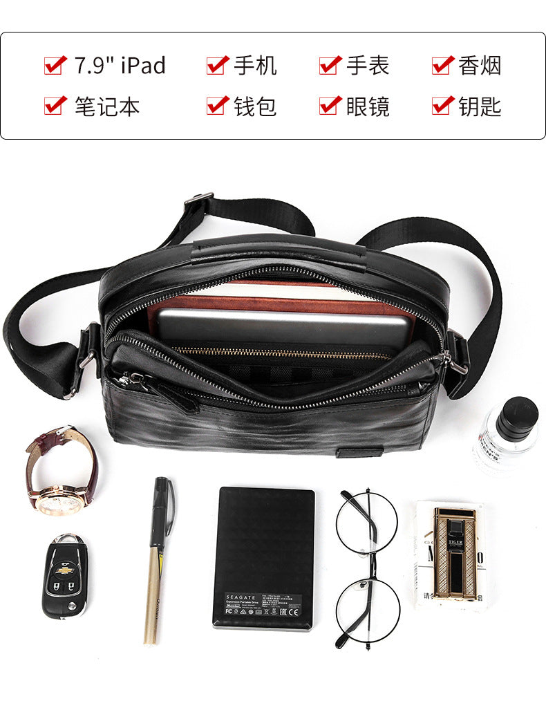 Men's shoulder bag, genuine cowhide leather, business commuting handbag, handbag, crossbody bag for men 