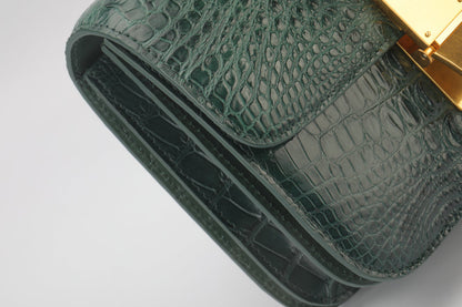Siamese crocodile skin small square bag tofu bag shoulder bag ladies diagonal shoulder bag