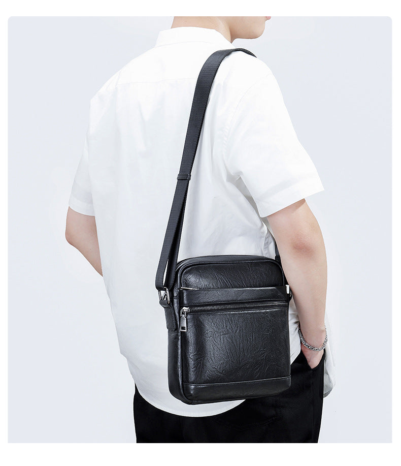 Men's shoulder bag, genuine cowhide leather, business commuting style, crossbody bag for men 