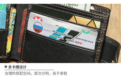 Men's short wallet made of genuine cowhide leather Casual men's wallet 