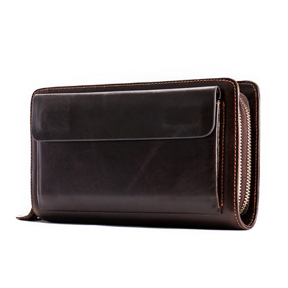 Men's Clutch Bag Genuine Cowhide Leather Wallet Card Holder Business Large Capacity Long Wallet Men's Handbag 