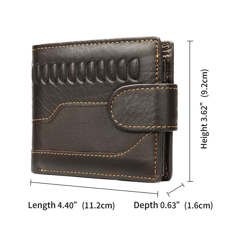 Men's Short Wallet Made of Genuine Cowhide Leather Retro Multifunctional Men's Card Bag Wallet 