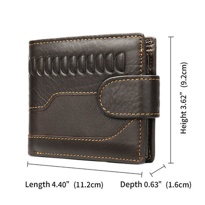 Men's Short Wallet Made of Genuine Cowhide Leather Retro Multifunctional Men's Card Bag Wallet 