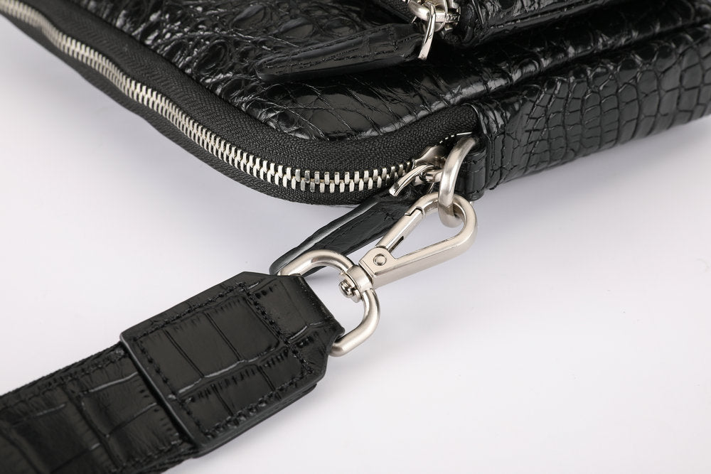 Crocodile Bone Skin Men's Shoulder Bag Messenger Bag Genuine Leather Large Capacity Casual Fashion Crossbody Bag for Men 