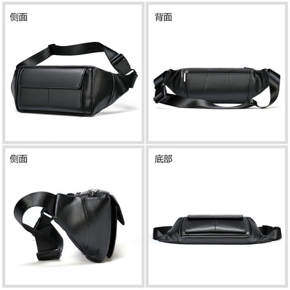 Men's Waist Bag Sheepskin Genuine Leather Fashion Casual Simple Multifunctional Crossbody Bust Bag 