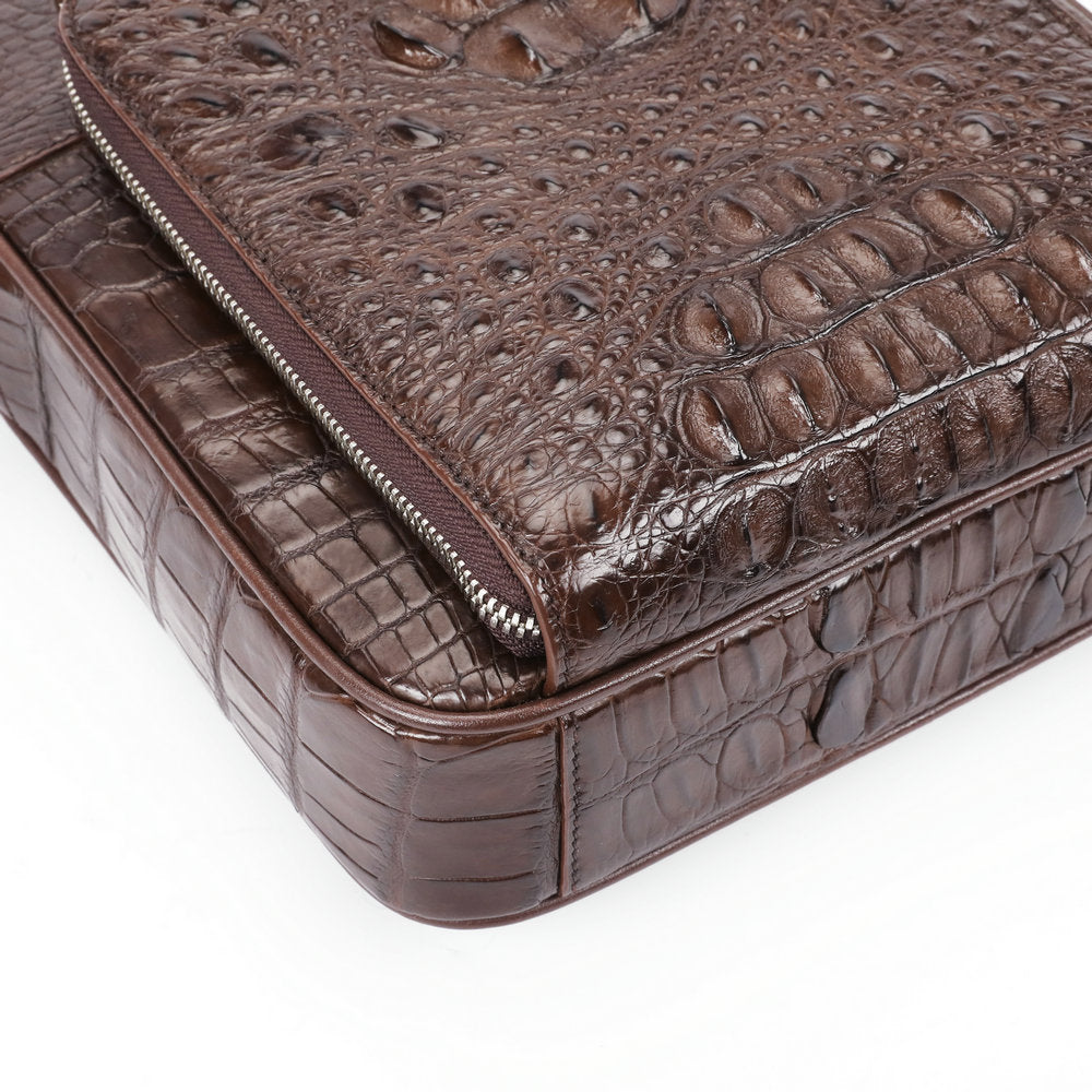 Siamese crocodile skin shoulder bag genuine leather business trip office business crossbody men's bag 
