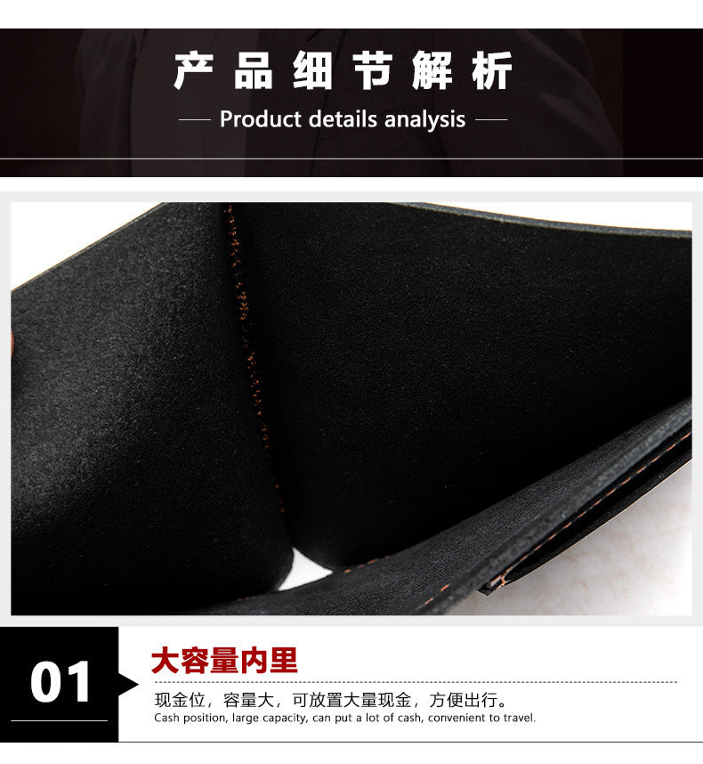 Men's short wallet genuine cowhide leather aluminum alloy automatic pop-up card bag RFID anti-theft brush wallet for men 