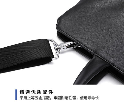 Men's Handbag Genuine Cow Leather Computer Bag Large Capacity Briefcase for Business Trips 