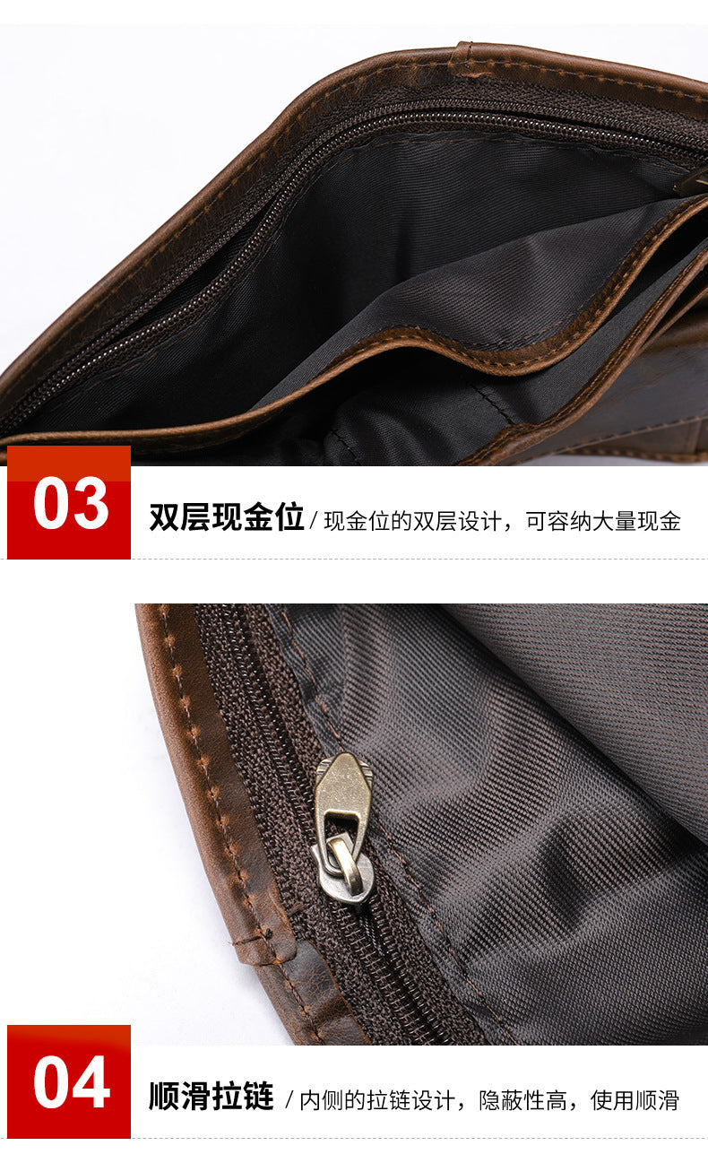 Men's short wallet cowhide genuine leather retro clutch bag card bag men's wallet 