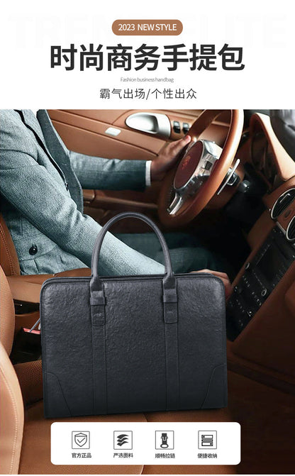 Men's handbag, genuine cowhide leather, handbag, crossbody bag, large capacity computer briefcase 