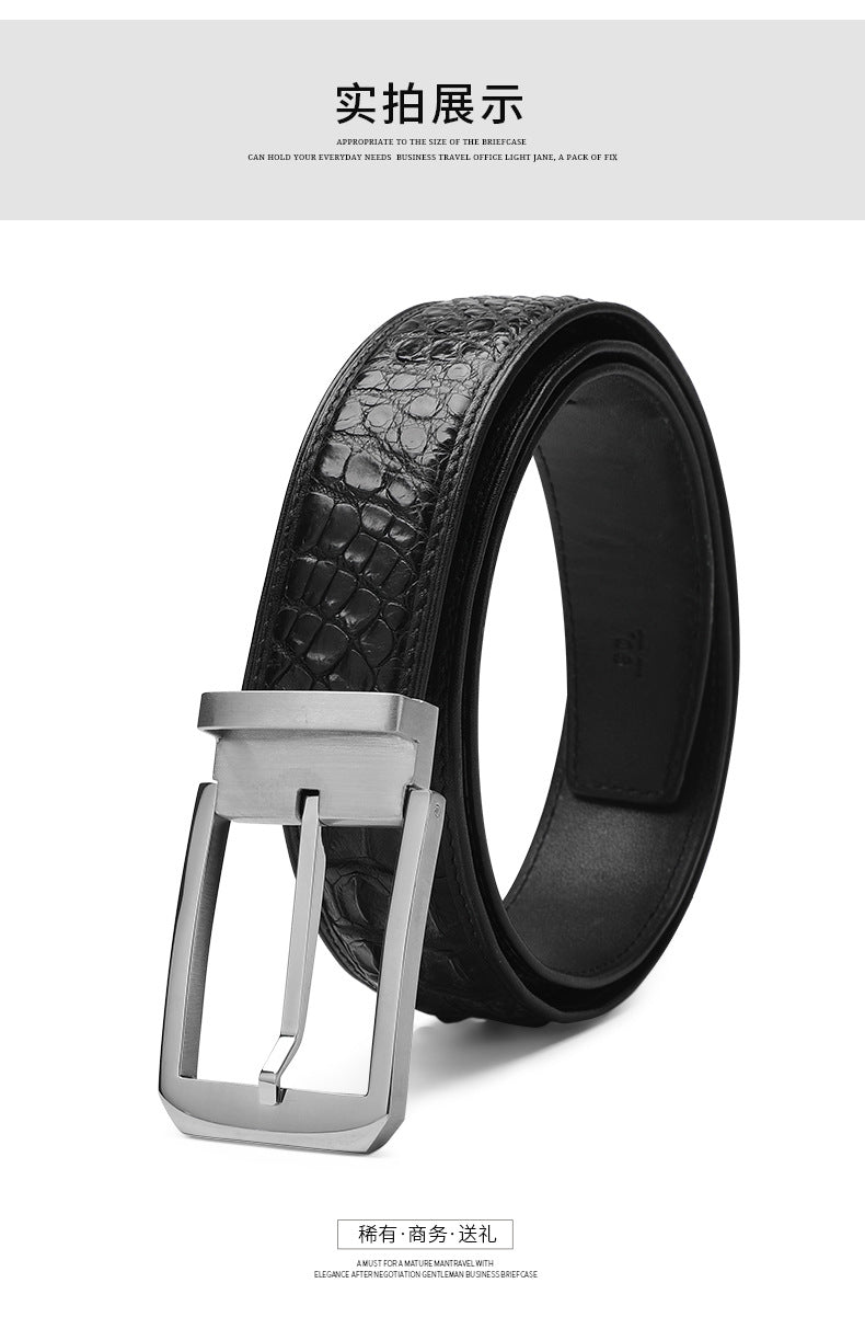 Siamese Crocodile Skin Men's Belt Genuine Leather Business Casual Width 3.8cm Men's Belt 