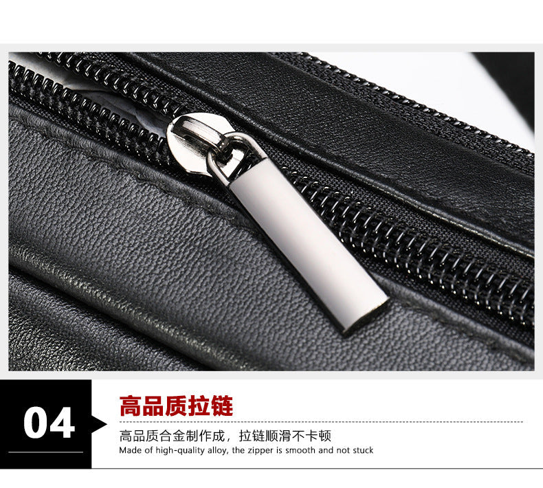 Men's Waist Bag Sheepskin Genuine Leather Fashion Casual Simple Multifunctional Crossbody Bust Bag 