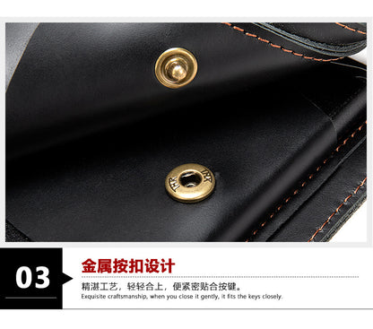 Men's short wallet genuine cowhide leather aluminum alloy automatic pop-up card bag RFID anti-theft brush wallet for men 