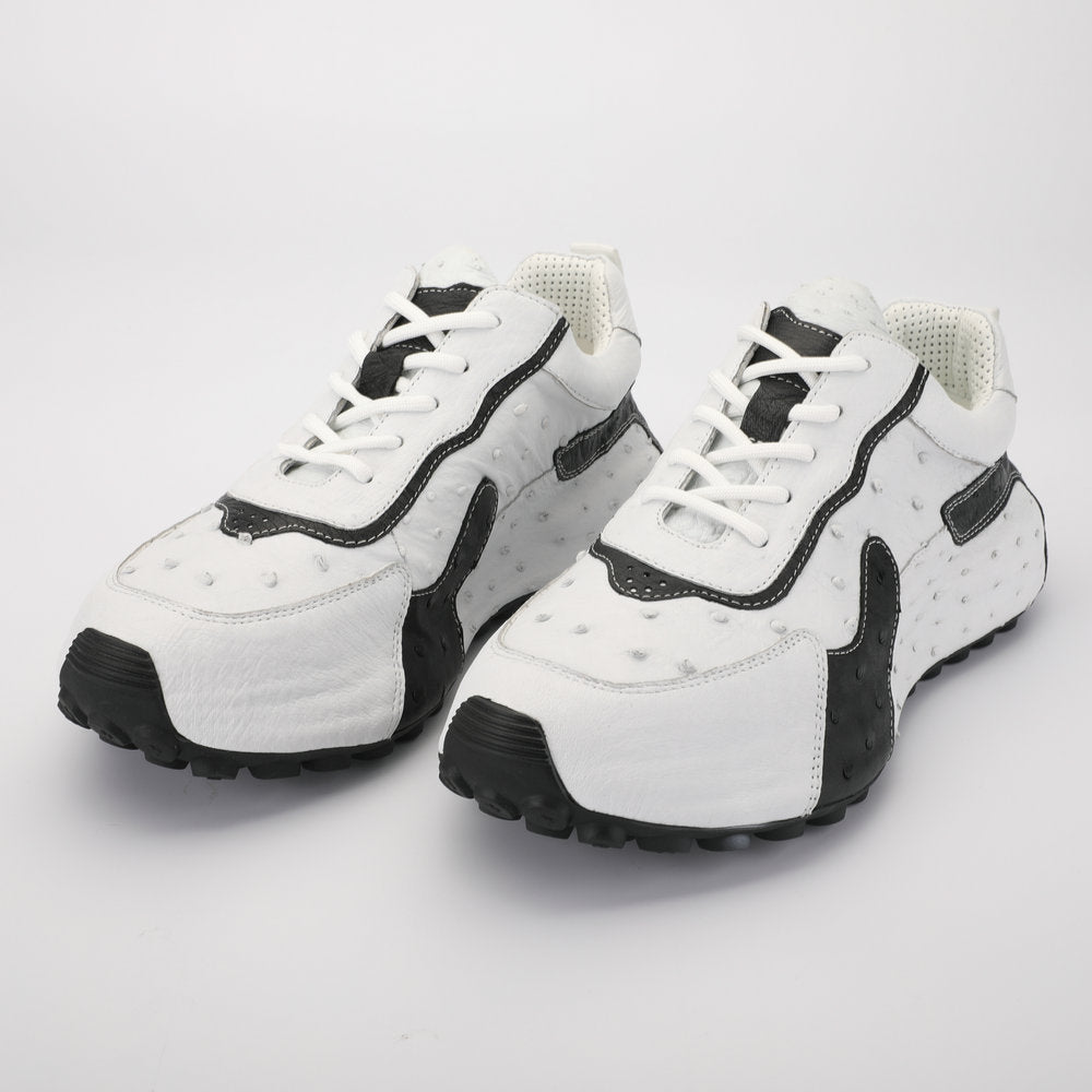 Men's Shoes Made of Ostrich Skin Genuine Leather Men's Shoes In-Heel Anti-Slip Fashion Casual Sneakers 