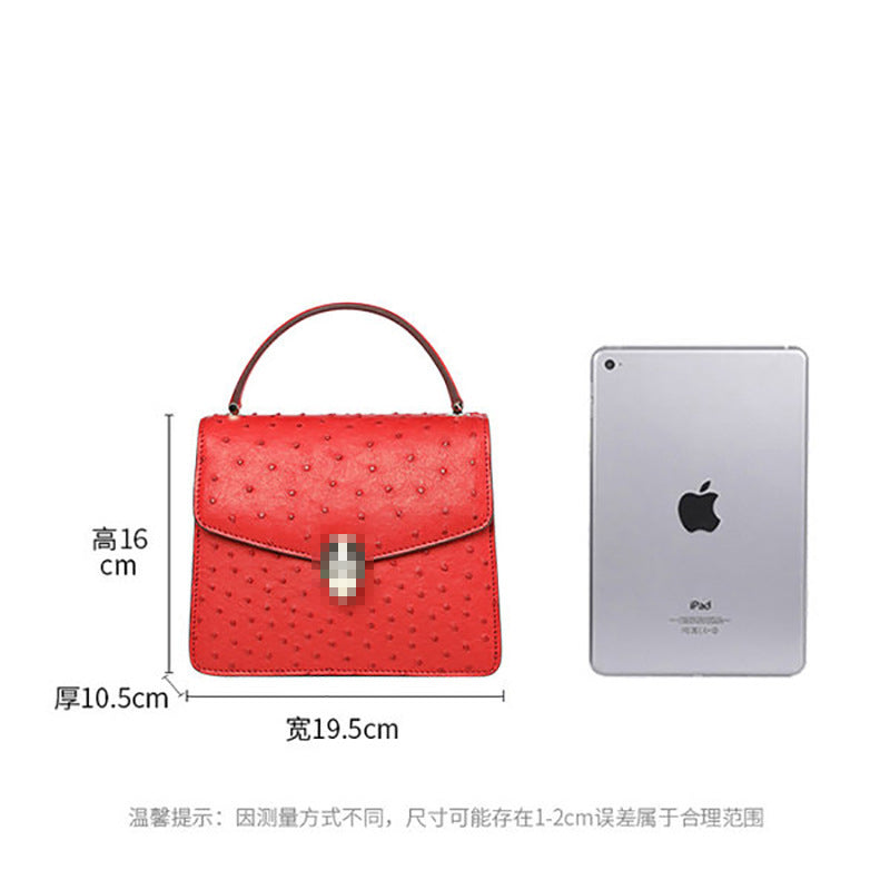 Ostrich leather handbag casual all-in-one shoulder bag can cross the chain bag diagonally