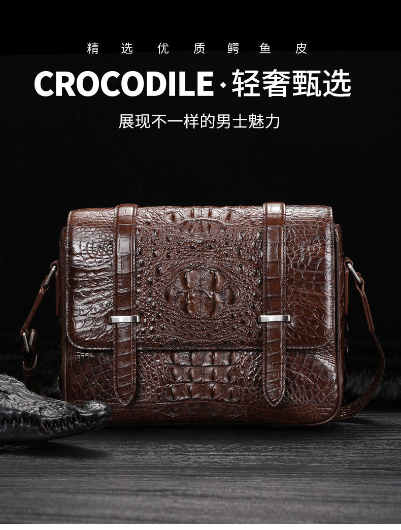 New Crocodile Skin Men's Cambridge Bag Genuine Leather High Quality Luxury Casual Business Crossbody Bag Shoulder Bag 