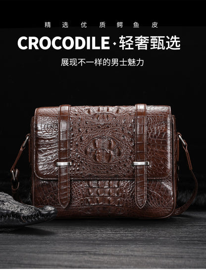 New Crocodile Skin Men's Cambridge Bag Genuine Leather High Quality Luxury Casual Business Crossbody Bag Shoulder Bag 