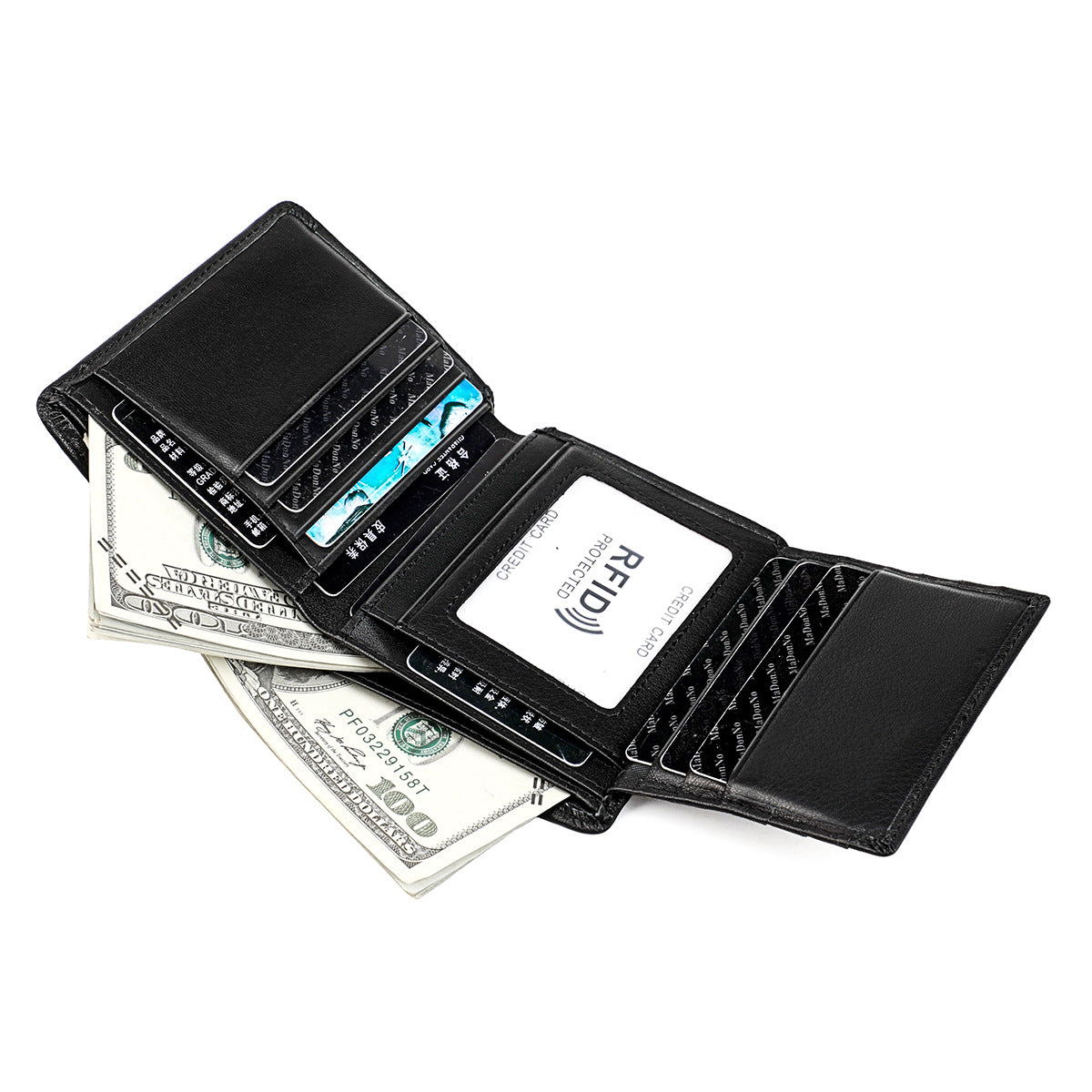 Men's wallet genuine cowhide leather RFID anti-theft brush large capacity multi-functional men's wallet 