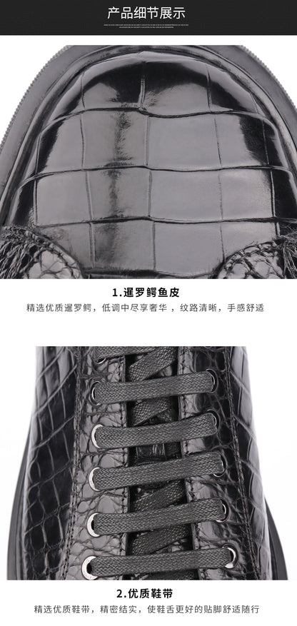 Crocodile Skin Genuine Leather Men's Sneakers Sports Casual Athletic Shoes Simple Fashion Wear-resistant Men's Shoes 