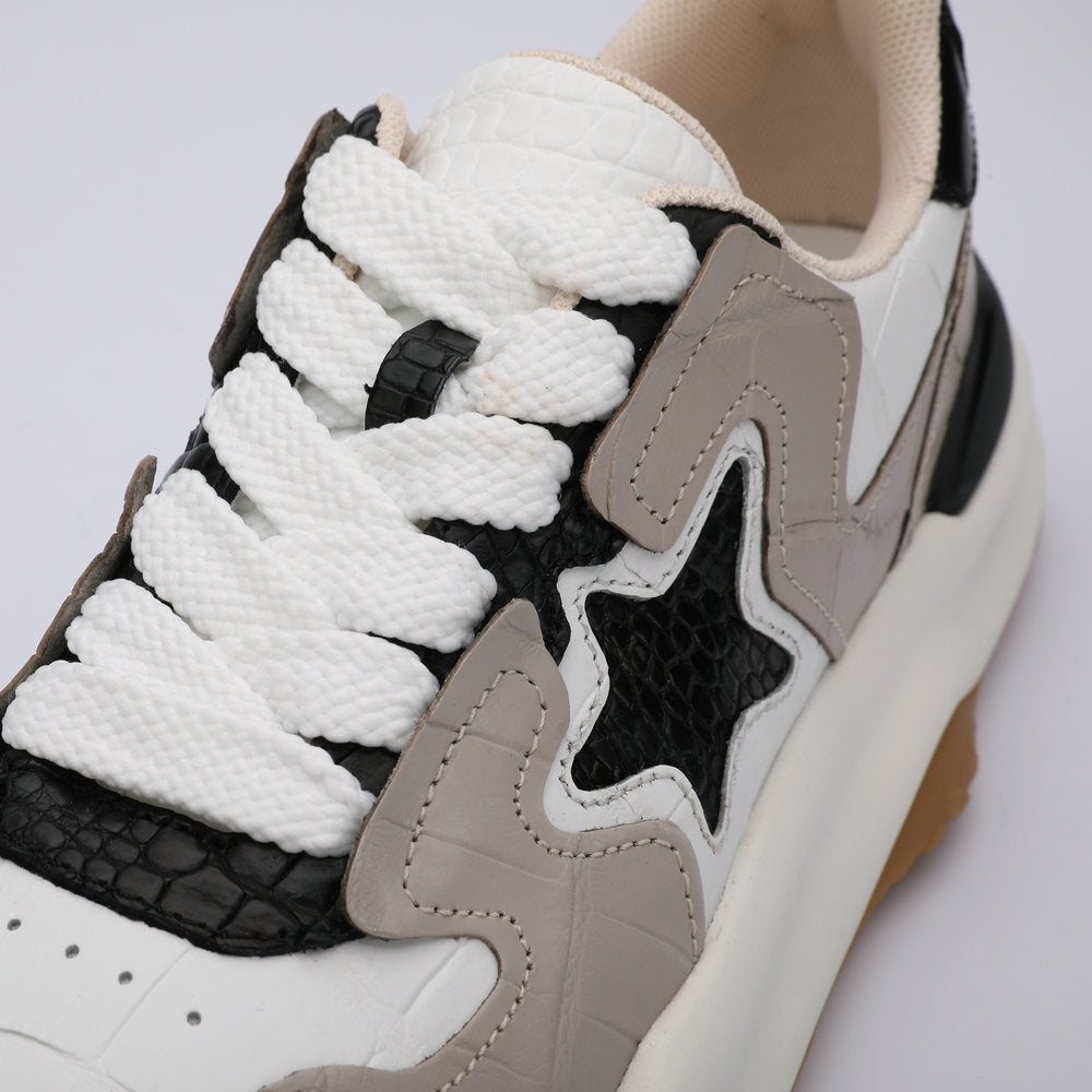 Men's Crocodile Belly Skin Casual Shoes, Genuine Leather, Fashion, Thick Sole, Anti-Slip Sneakers, Men's Sports Shoes 