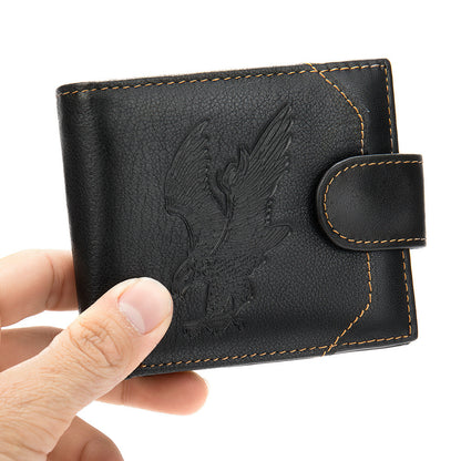 Men's Short Wallet Business Genuine Cowhide Leather Coin Purse Card Bag Men's Wallet 