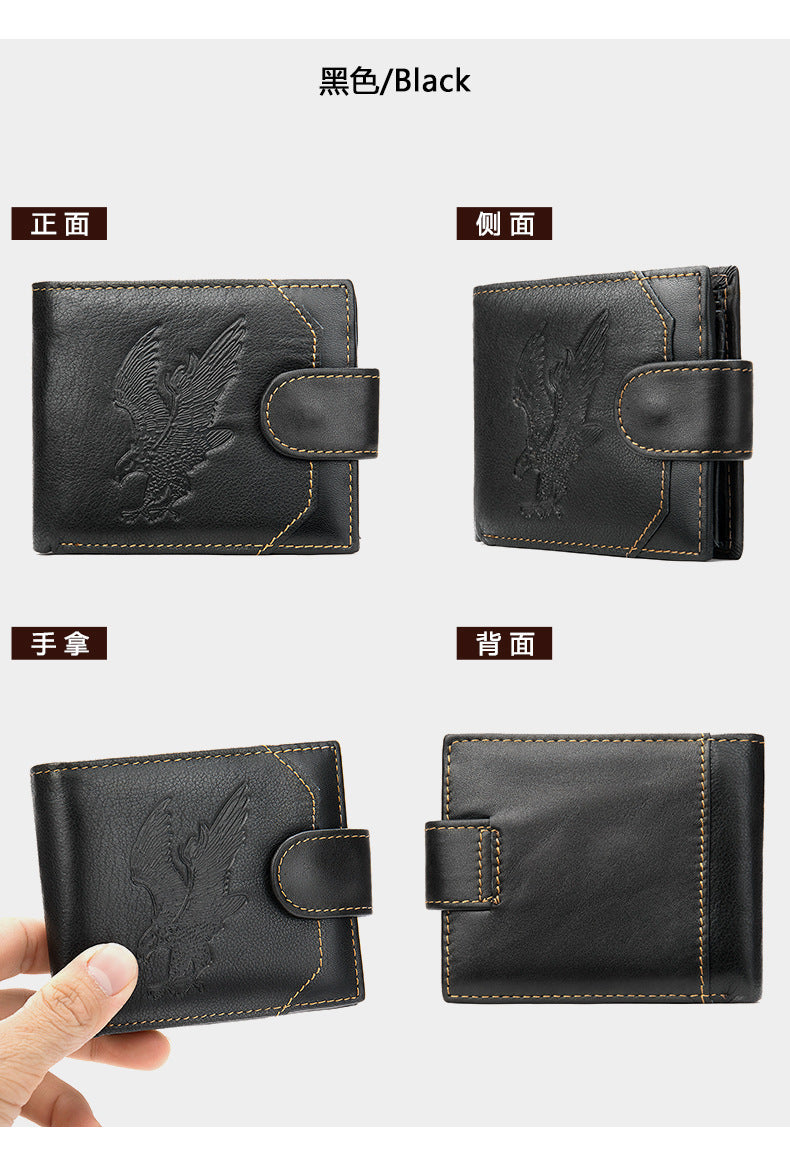 Men's Short Wallet Business Genuine Cowhide Leather Coin Purse Card Bag Men's Wallet 