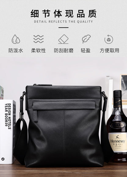 Men's Shoulder Bag Genuine Cow Leather Business Casual Korean Fashion Crossbody Bag for Men 
