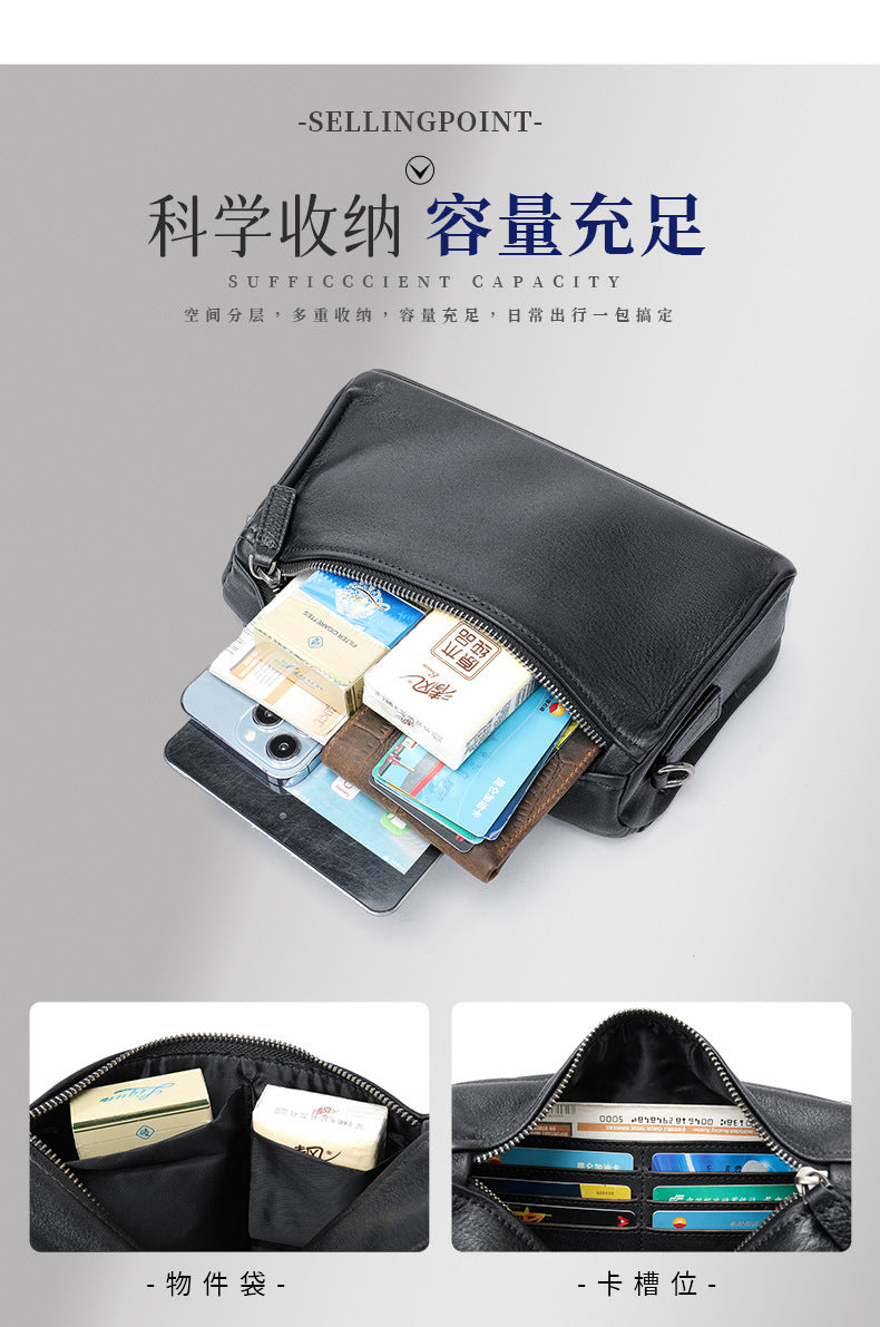 Men's Shoulder Bag Made of Genuine Cowhide Leather High Quality Men's Crossbody Bag Handbag 