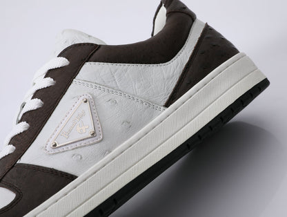 2023 New Ostrich Skin Men's Sneakers Genuine Leather Casual Fashion Men's Shoes 